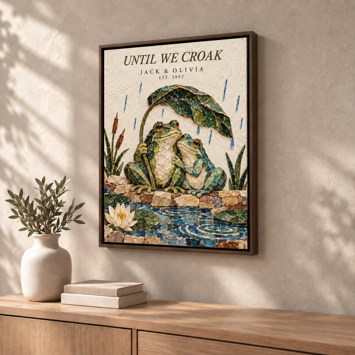 Personalized Until We Croak Frog Couple Canvas Wall Art