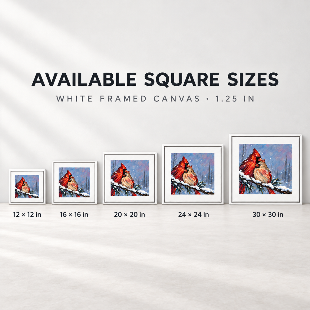 Personalized Cardinal Pair Snowy Branch Canvas Wall Art — The Ones Who Stay