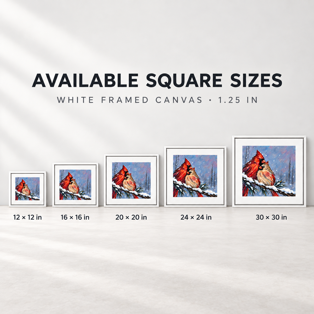 Personalized Cardinal Pair Snowy Branch Canvas Wall Art — The Ones Who Stay