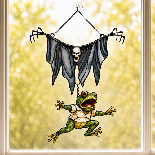 Reaper Cloak & Dangling Frog Holographic Acrylic Suncatcher