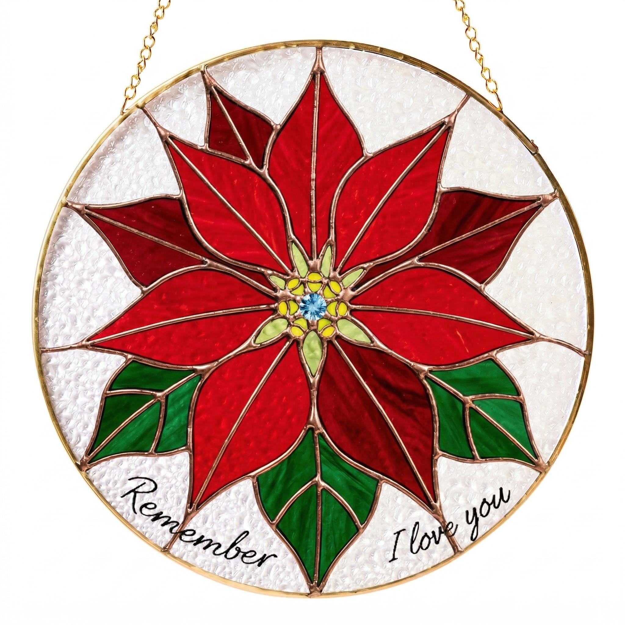 Personalized Stained Glass Suncatcher, Custom Flower Sun Catcher with Name or Quote, Handmade Hanging Window Panel Gift for Mom, Memorial, Birthday, Housewarming Decor