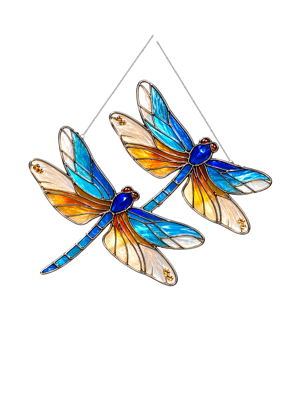 Double Dragonfly Suncatcher Acrylic Stained Glass Window Hanging