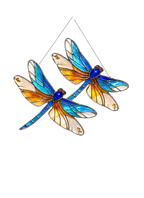 Double Dragonfly Suncatcher Acrylic Stained Glass Window Hanging
