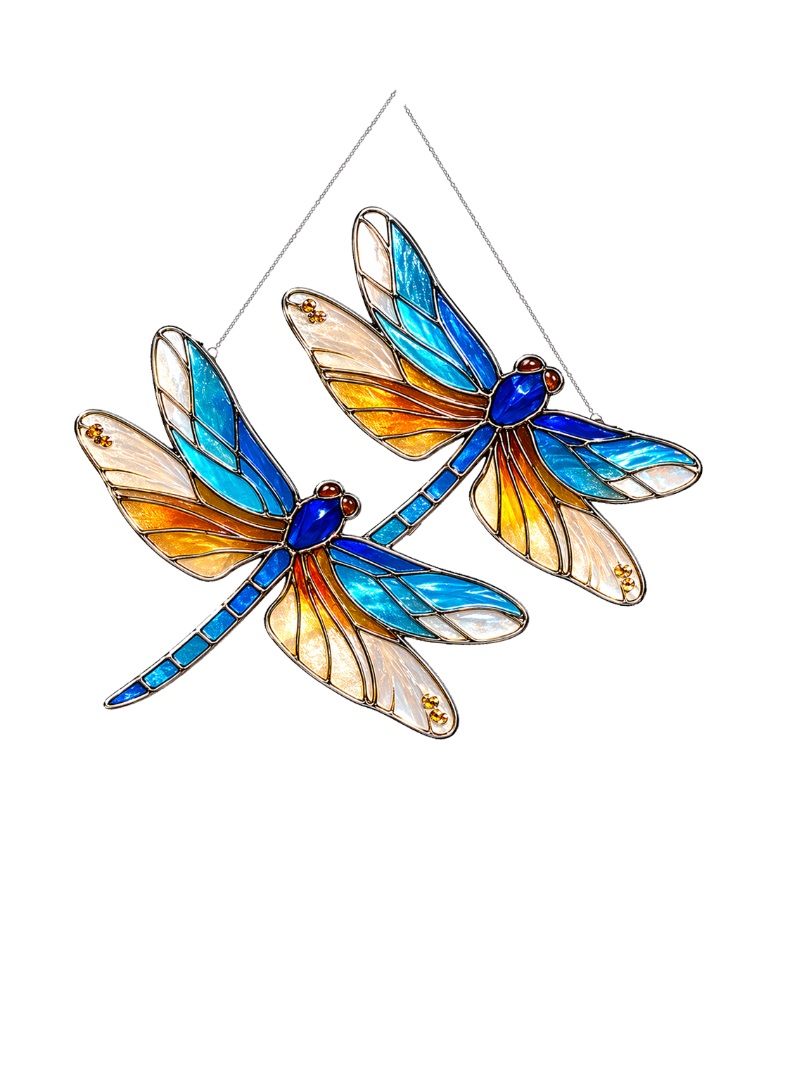 Double Dragonfly Suncatcher Acrylic Stained Glass Window Hanging