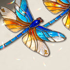 Double Dragonfly Suncatcher Acrylic Stained Glass Window Hanging