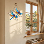 Double Dragonfly Suncatcher Acrylic Stained Glass Window Hanging
