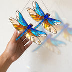 Double Dragonfly Suncatcher Acrylic Stained Glass Window Hanging