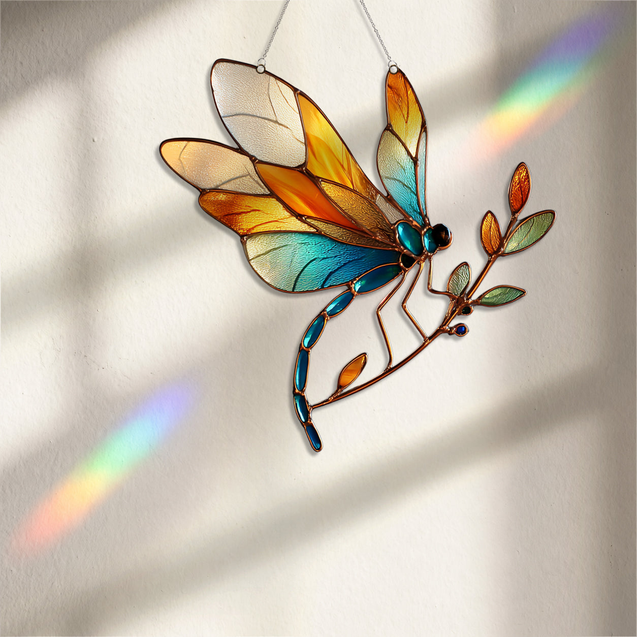 Dragonfly Suncatcher Acrylic Stained Glass Window Hanging