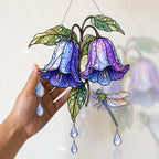 Flower Dragonfly Suncatcher Acrylic Stained Glass Window Hanging