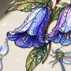 Flower Dragonfly Suncatcher Acrylic Stained Glass Window Hanging
