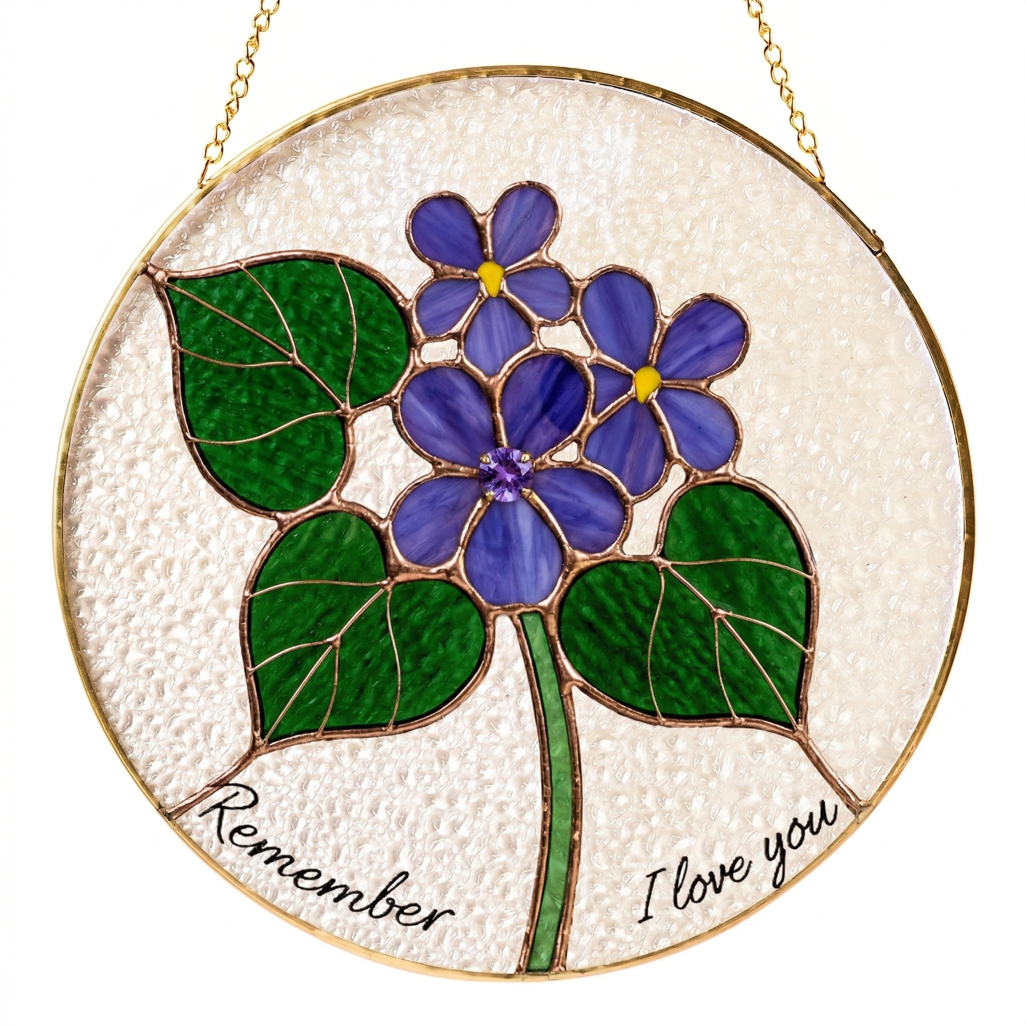 Personalized Stained Glass Suncatcher, Custom Flower Sun Catcher with Name or Quote, Handmade Hanging Window Panel Gift for Mom, Memorial, Birthday, Housewarming Decor