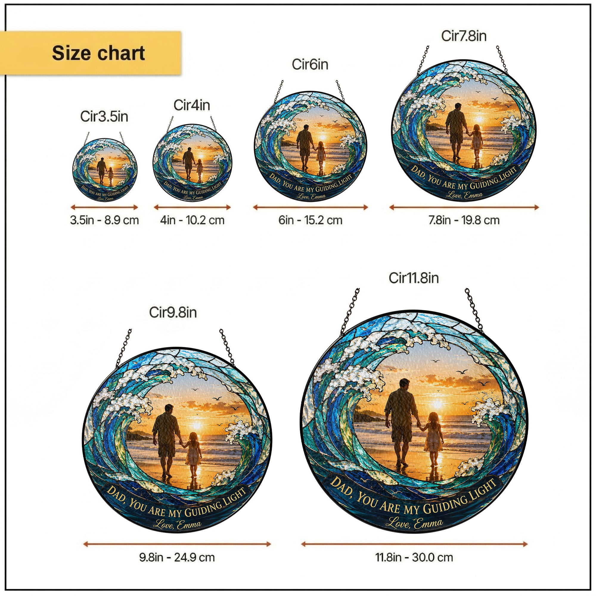 Personalized Dad Suncatcher with Photo - Father's Day Gift from Daughter
