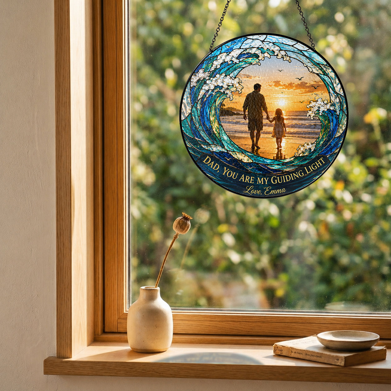 Personalized Dad Suncatcher with Photo - Father's Day Gift from Daughter