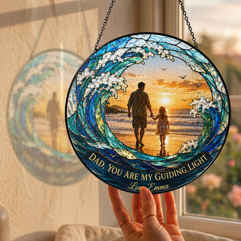 Personalized Dad Suncatcher with Photo - Father's Day Gift from Daughter