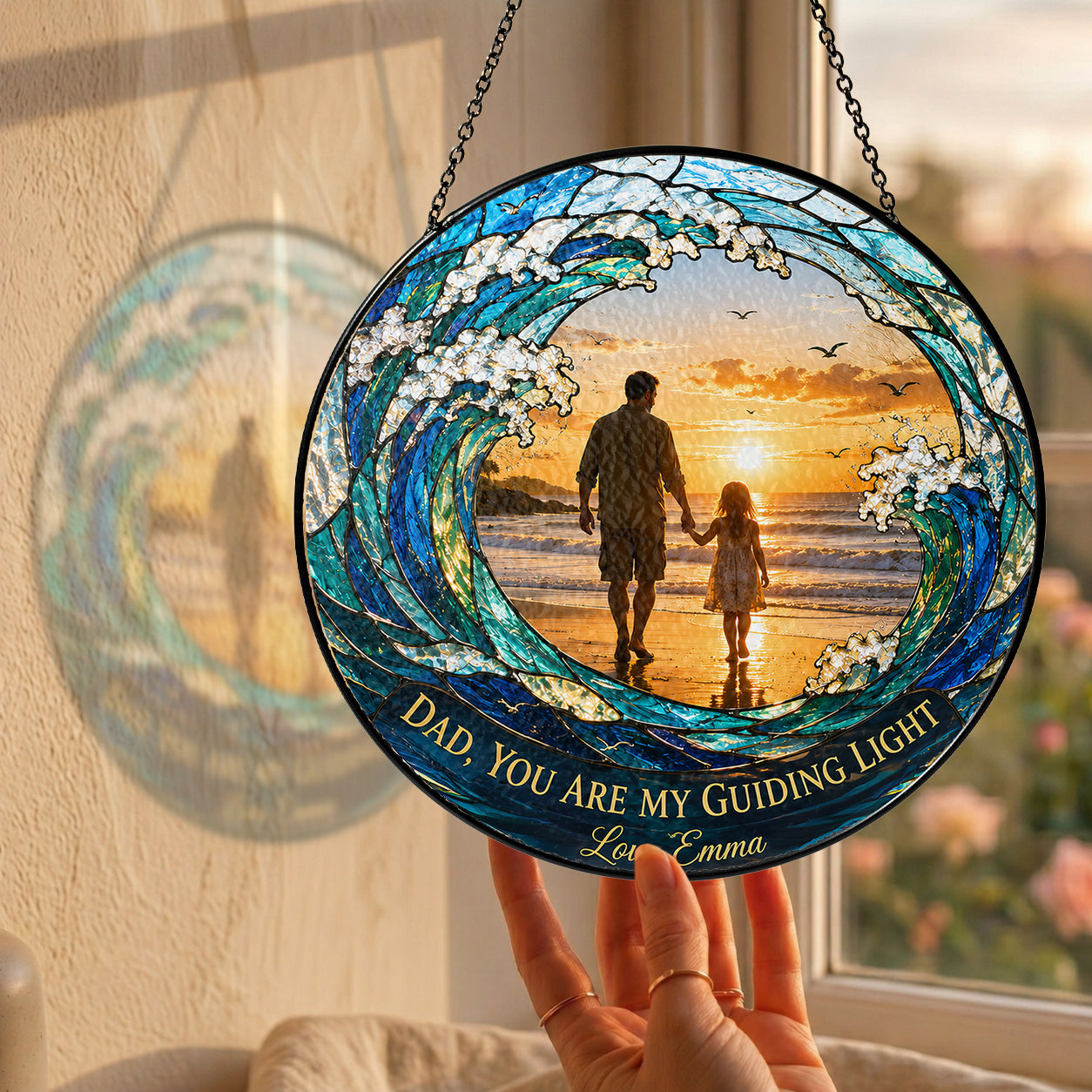 Personalized Dad Suncatcher with Photo - Father's Day Gift from Daughter