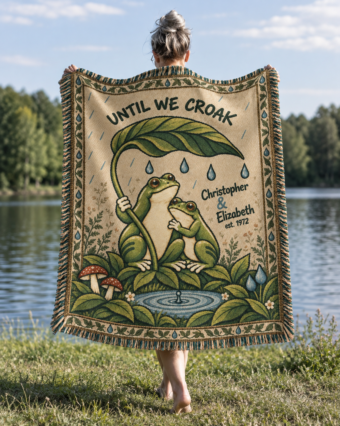 Frog Couple Woven Blanket