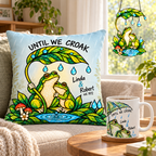 Personalized Frog Couple Pillow