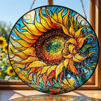 Sunflower Stained Glass Suncatcher Window Hanging