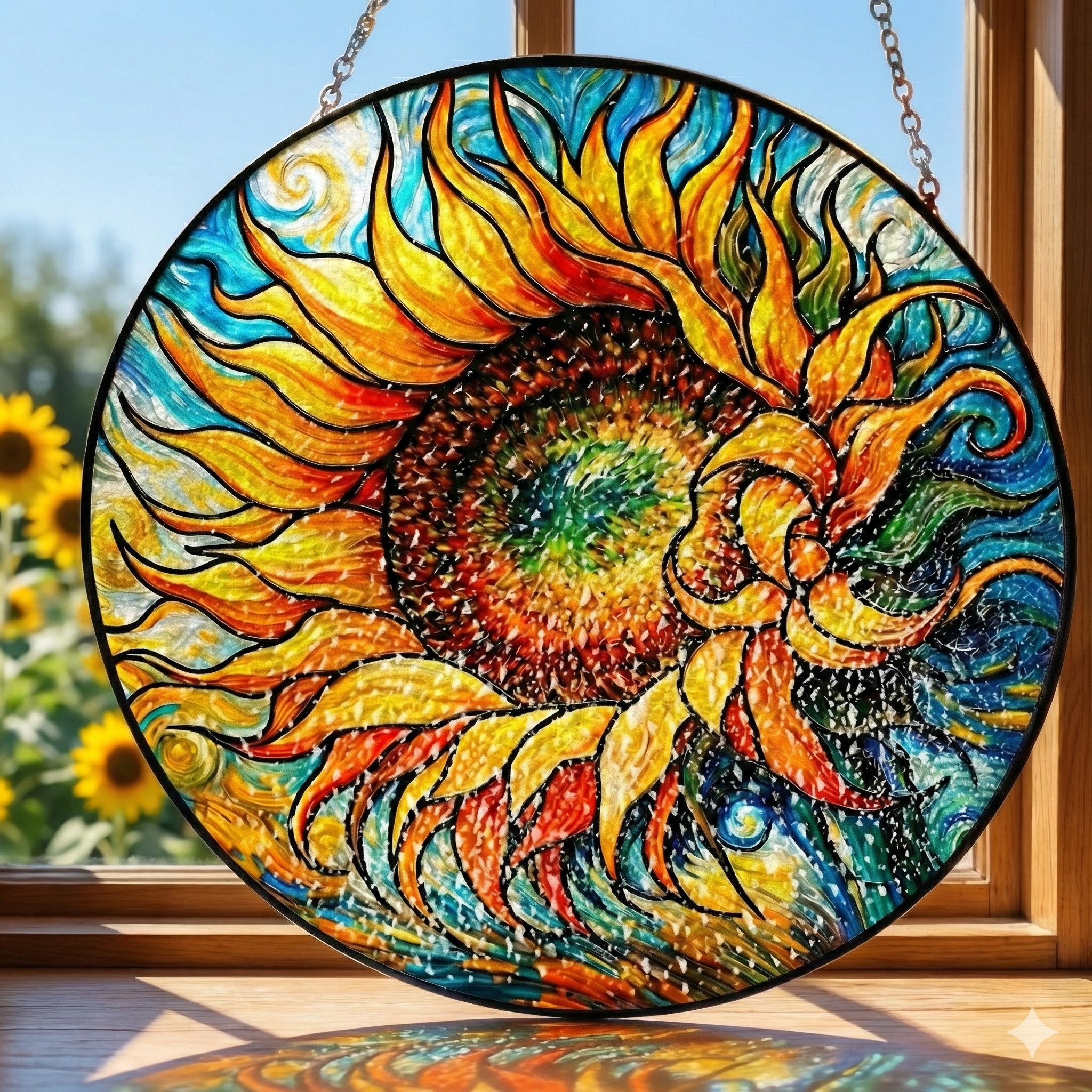 Sunflower Stained Glass Suncatcher Window Hanging