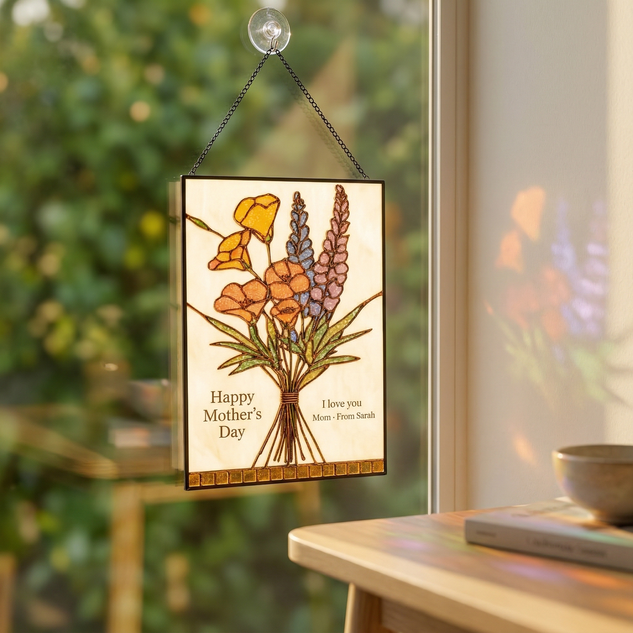 Custom Birth Flower Glass Suncatcher