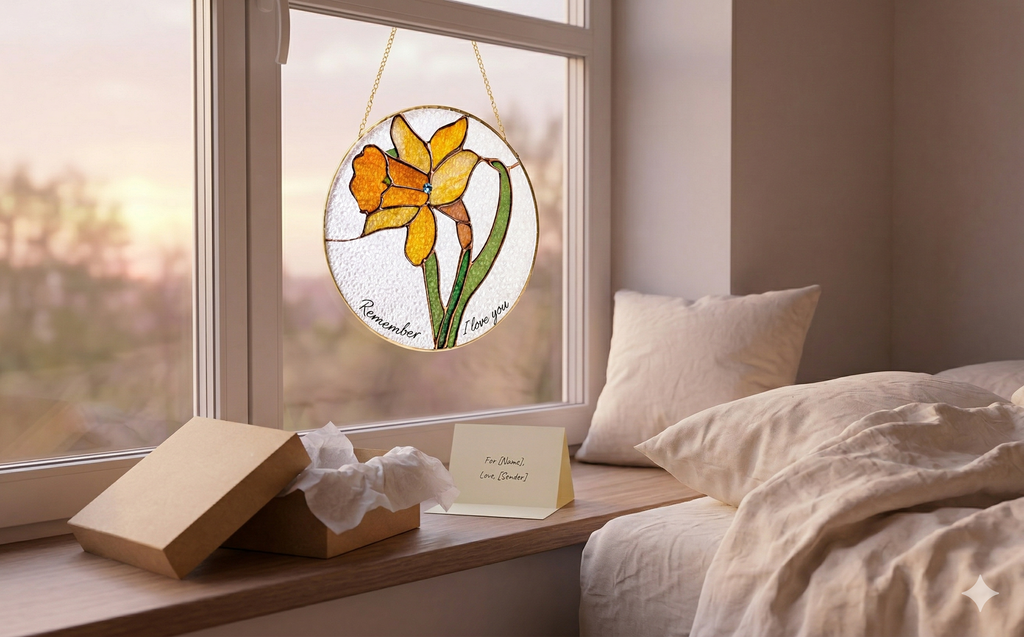 Custom Flower Name Stained Glass Suncatcher