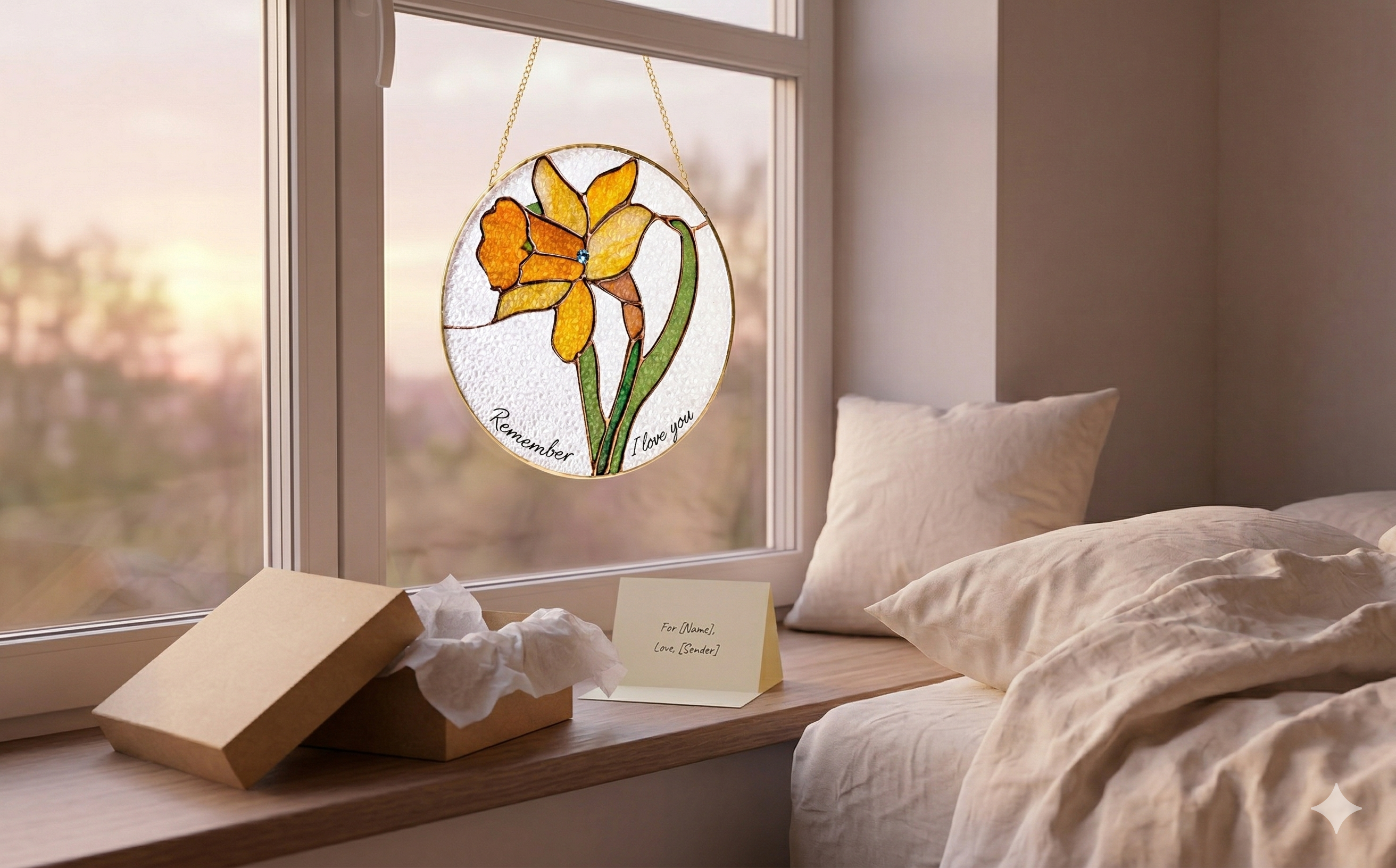 Custom Flower Name Stained Glass Suncatcher