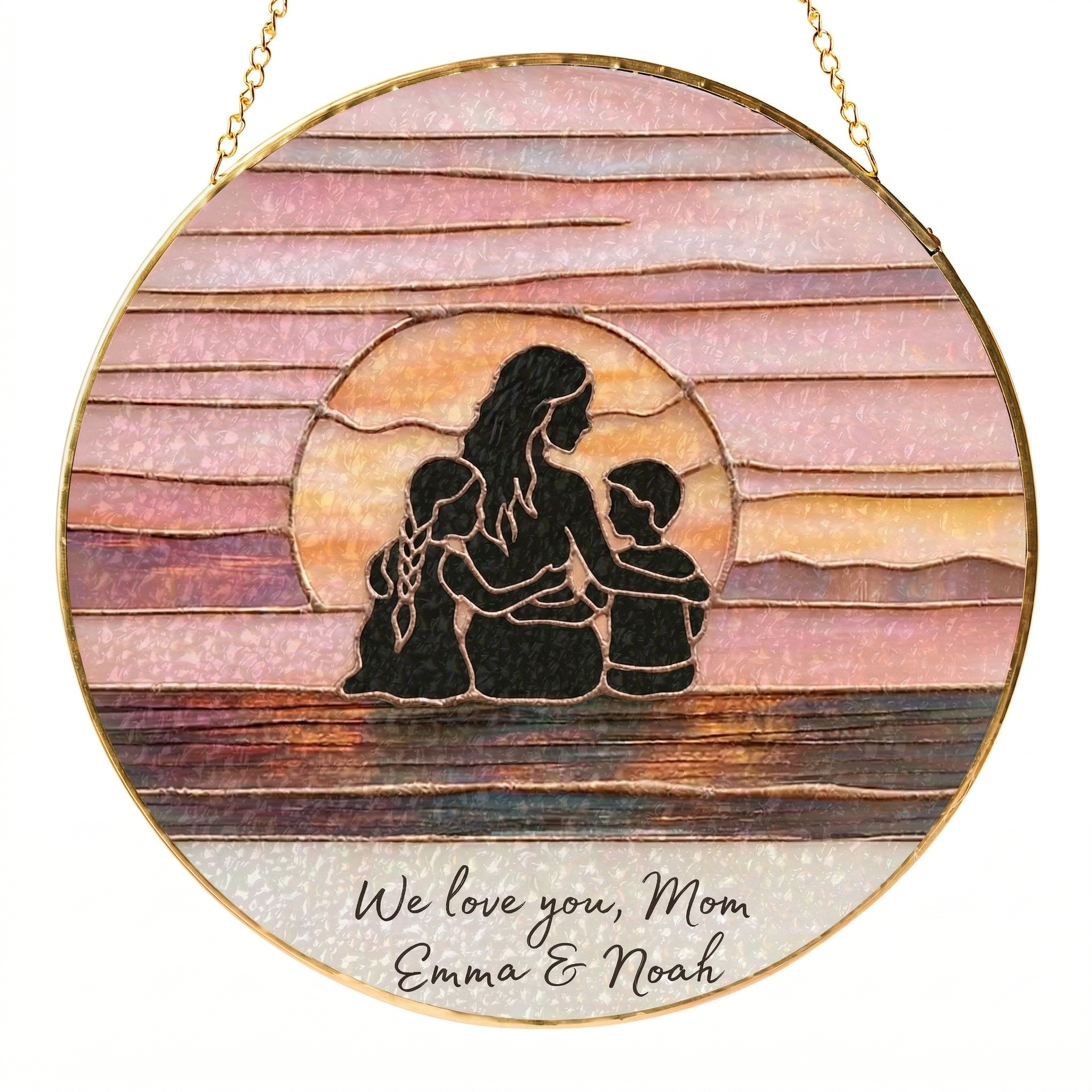 Personalized Mother’s Day Suncatcher Gift, Custom Name Mom Sun Catcher Window Hanging Ornament, Family Love Silhouette Art, Gift for Mom Grandma from Kids