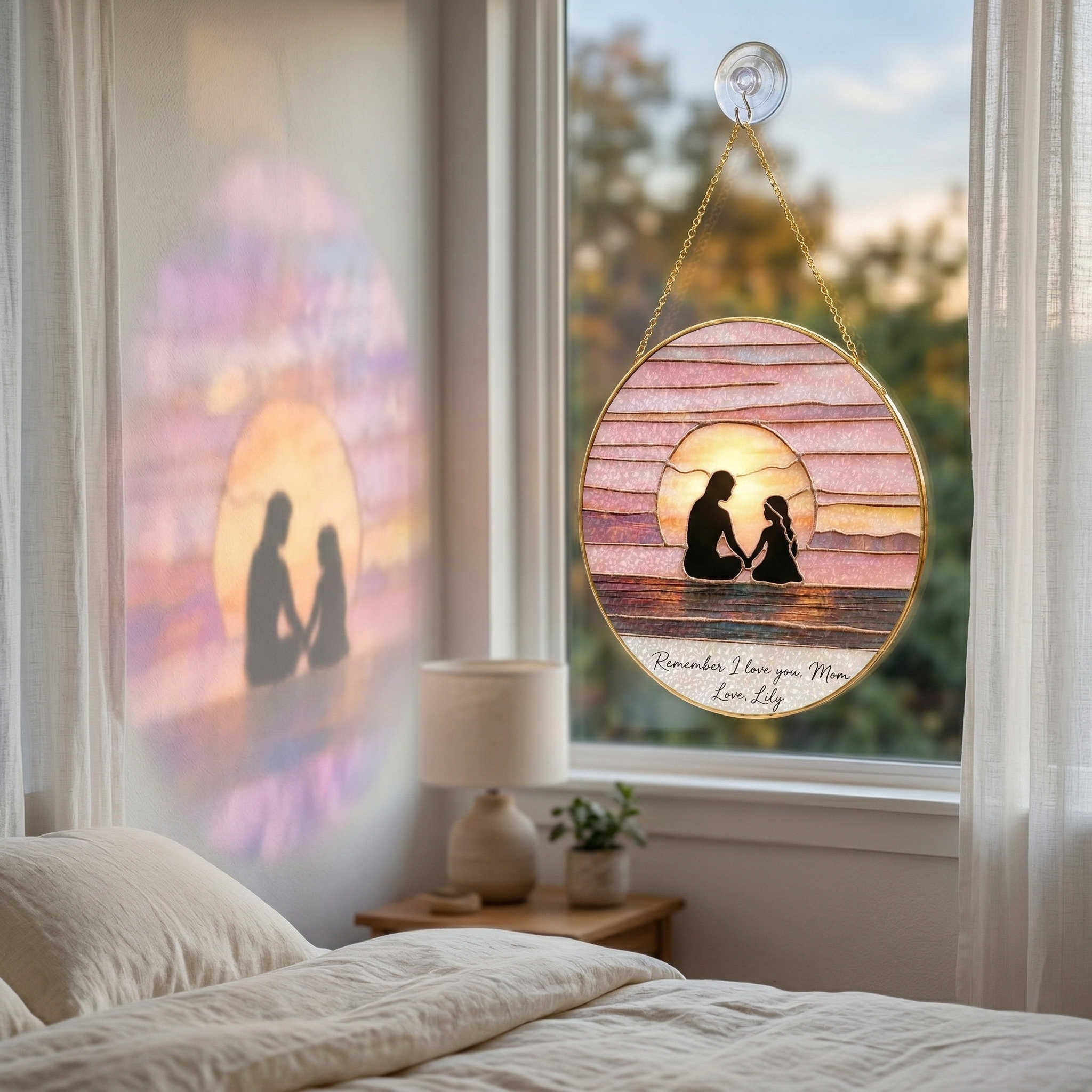 Personalized Mother’s Day Suncatcher Gift, Custom Name Mom Sun Catcher Window Hanging Ornament, Family Love Silhouette Art, Gift for Mom Grandma from Kids