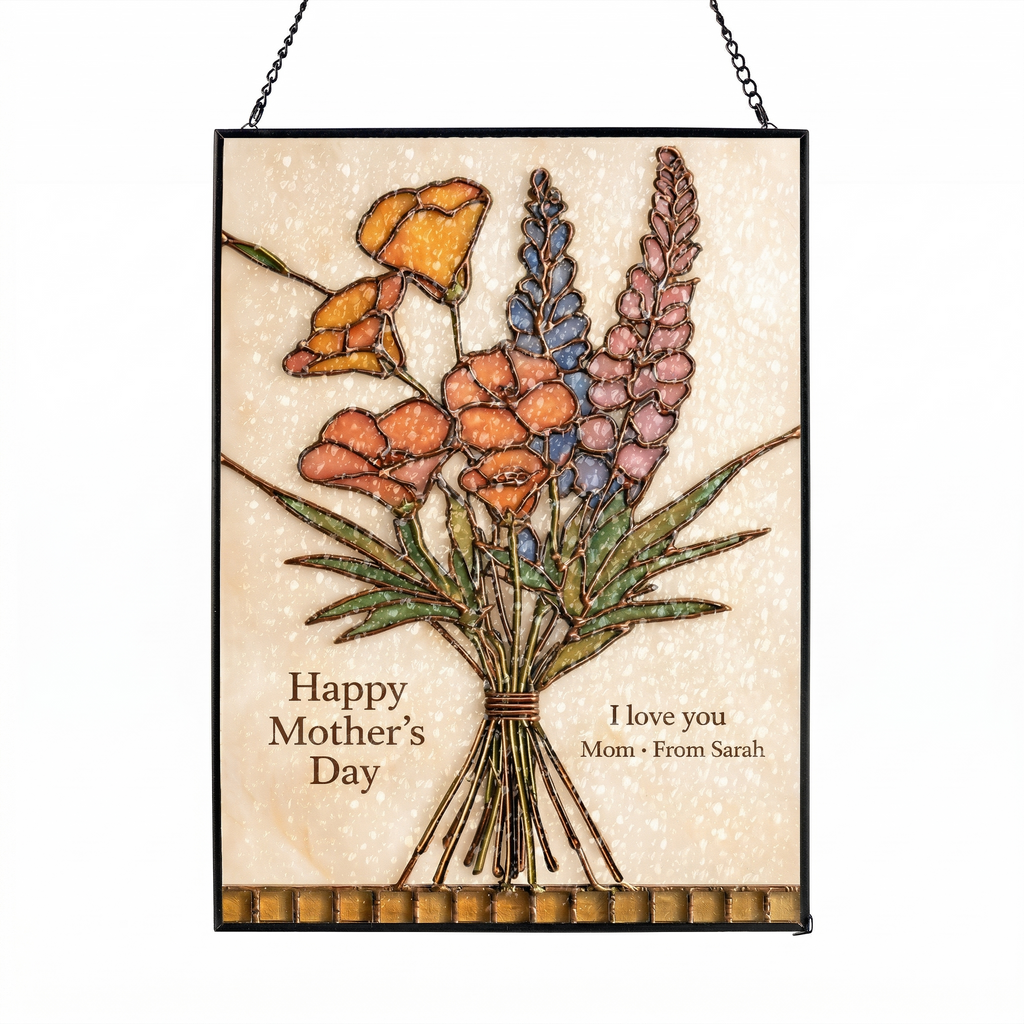 Custom Birth Flower Glass Suncatcher