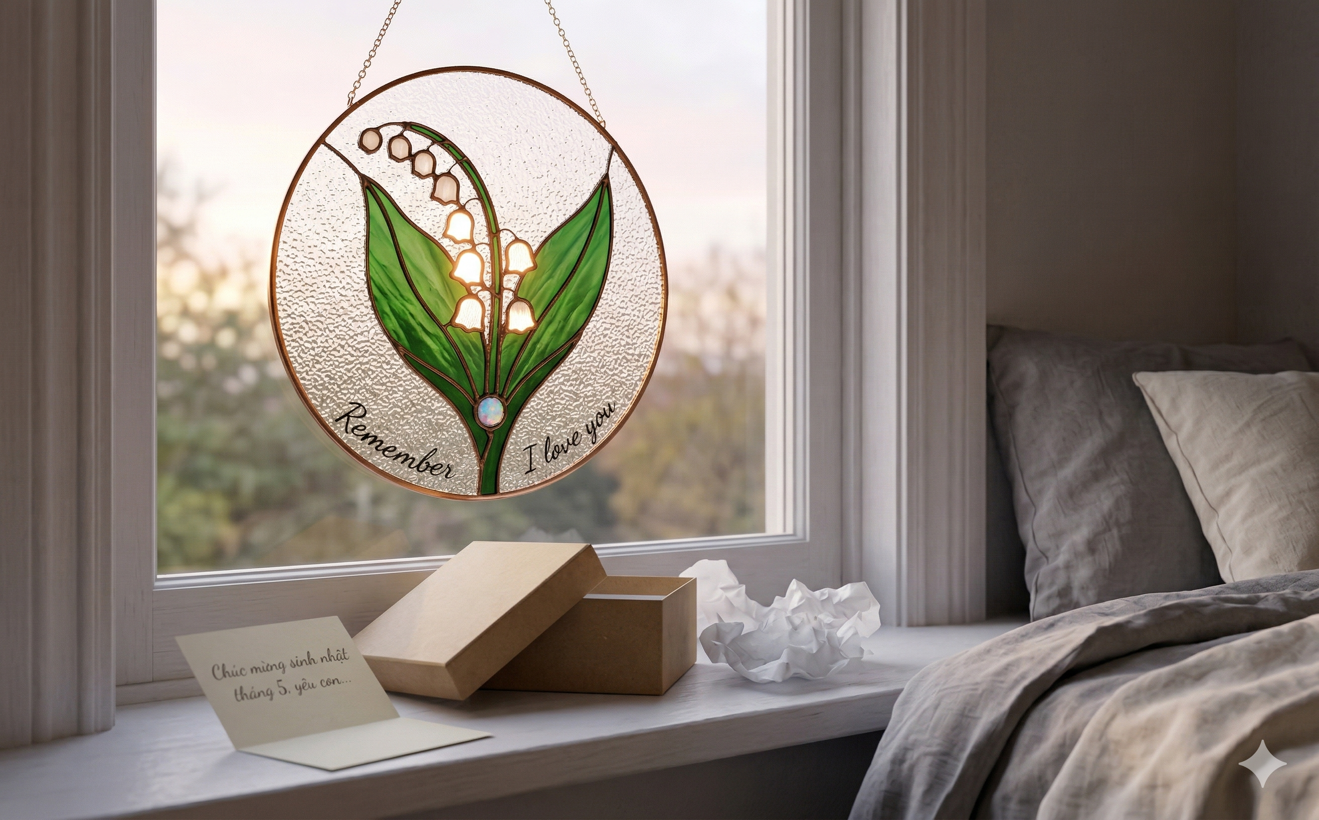 Custom Flower Name Stained Glass Suncatcher