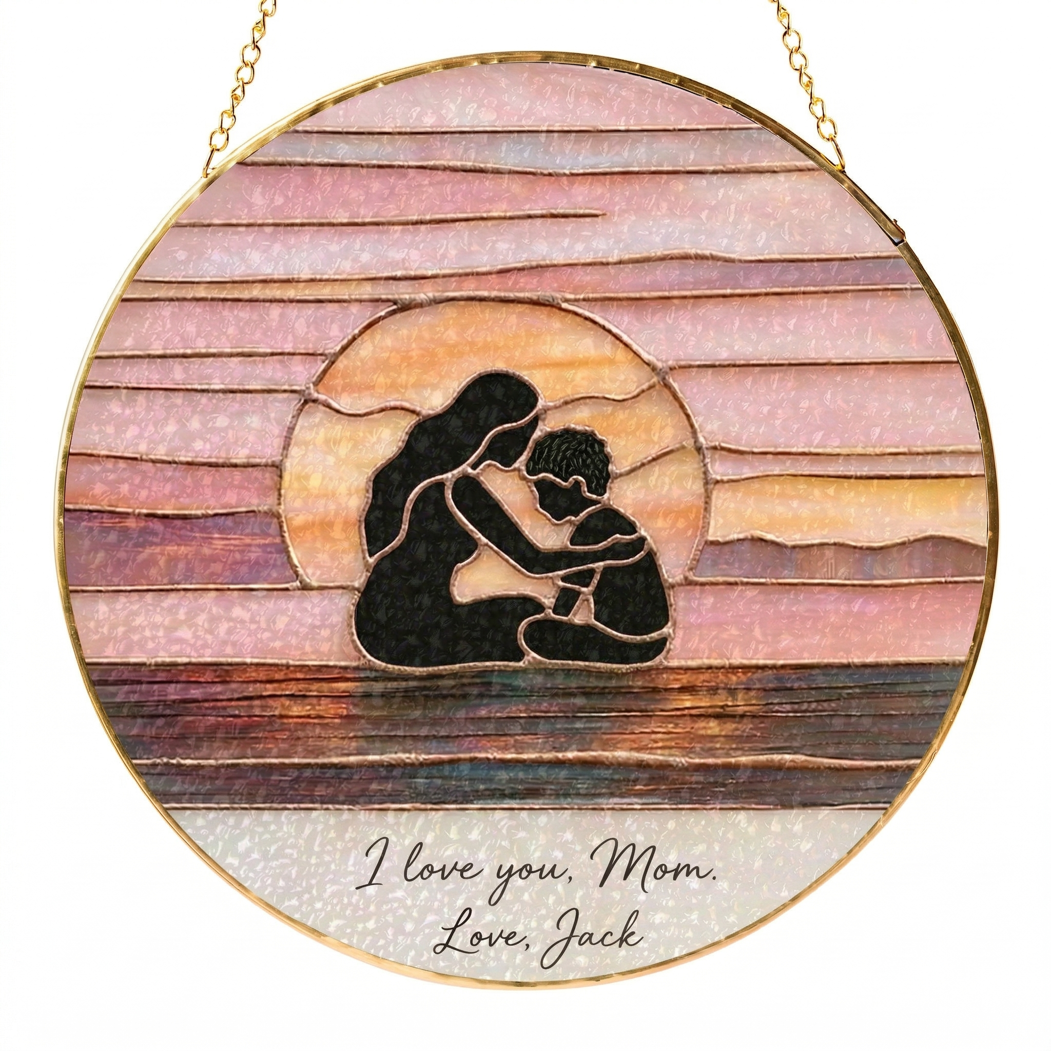 Personalized Mother’s Day Suncatcher Gift, Custom Name Mom Sun Catcher Window Hanging Ornament, Family Love Silhouette Art, Gift for Mom Grandma from Kids