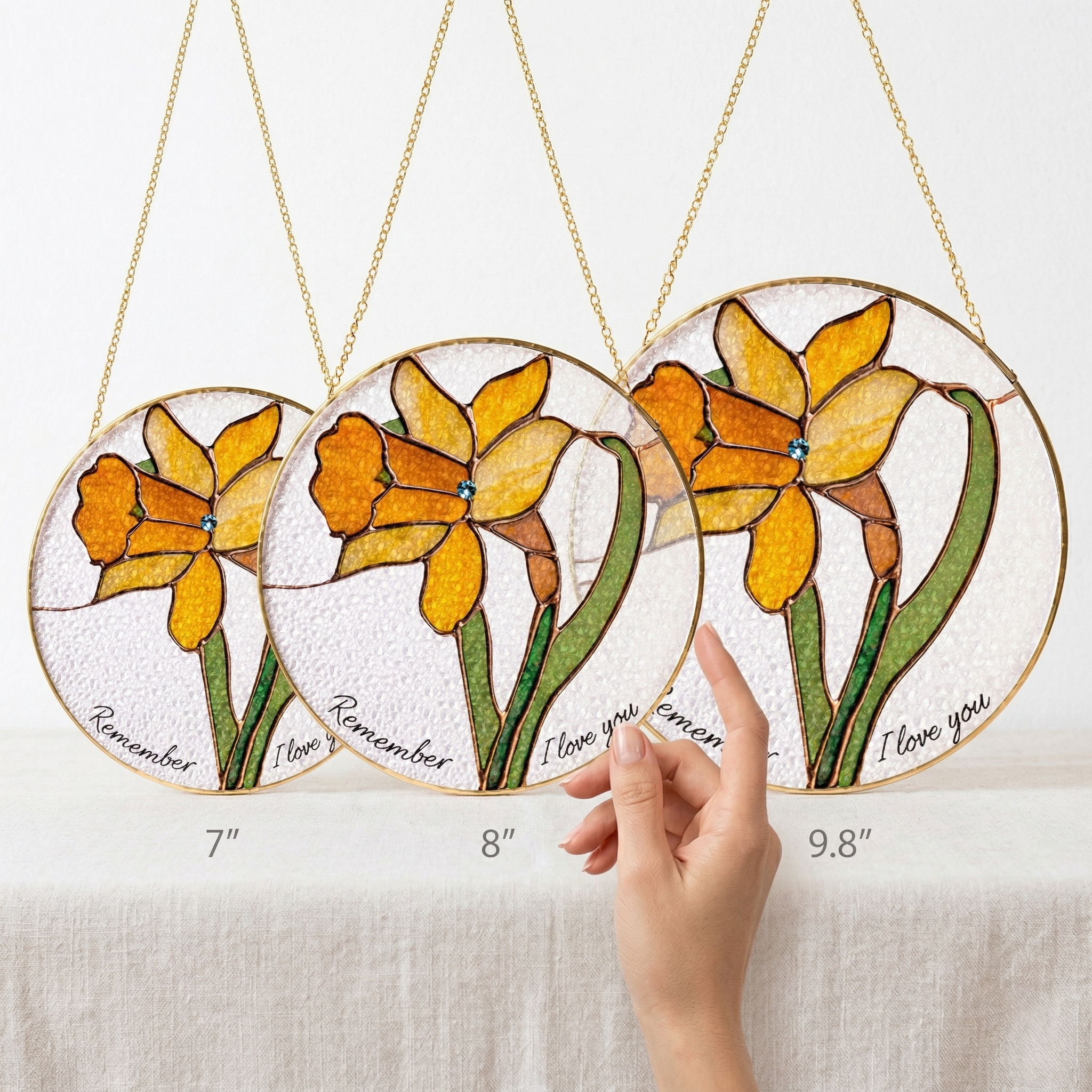 Personalized Stained Glass Suncatcher, Custom Flower Sun Catcher with Name or Quote, Handmade Hanging Window Panel Gift for Mom, Memorial, Birthday, Housewarming Decor