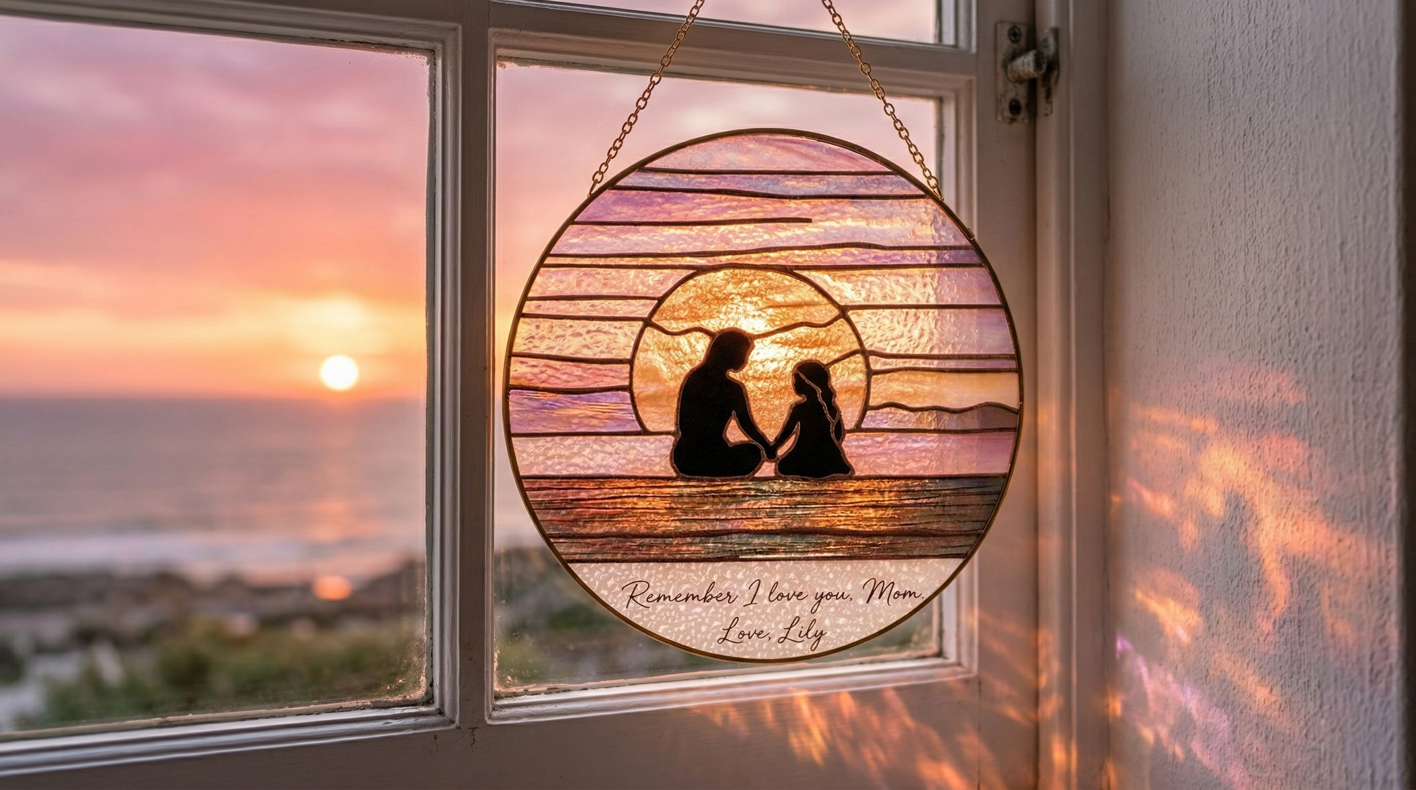 Personalized Mother’s Day Suncatcher Gift, Custom Name Mom Sun Catcher Window Hanging Ornament, Family Love Silhouette Art, Gift for Mom Grandma from Kids