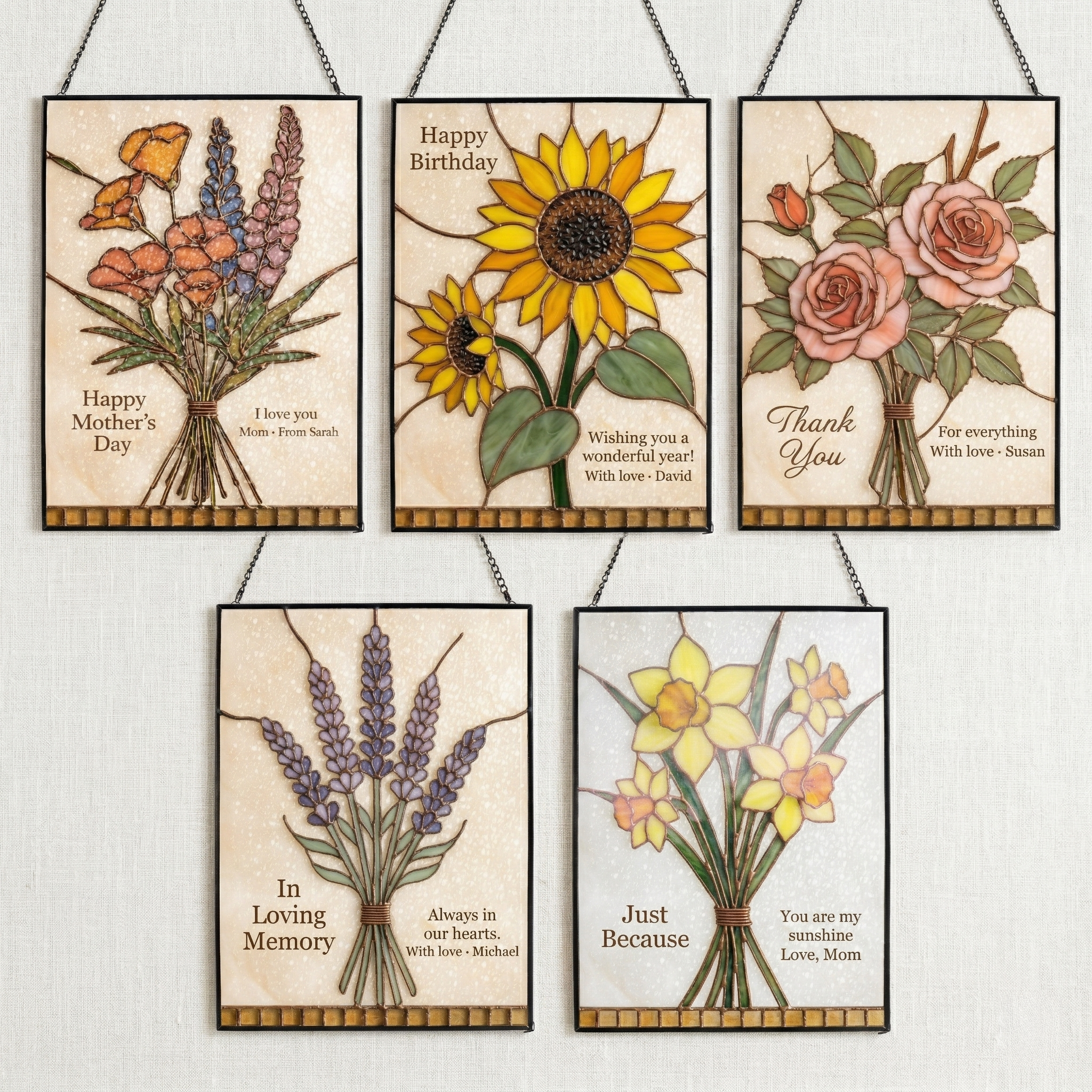Custom Birth Flower Glass Suncatcher