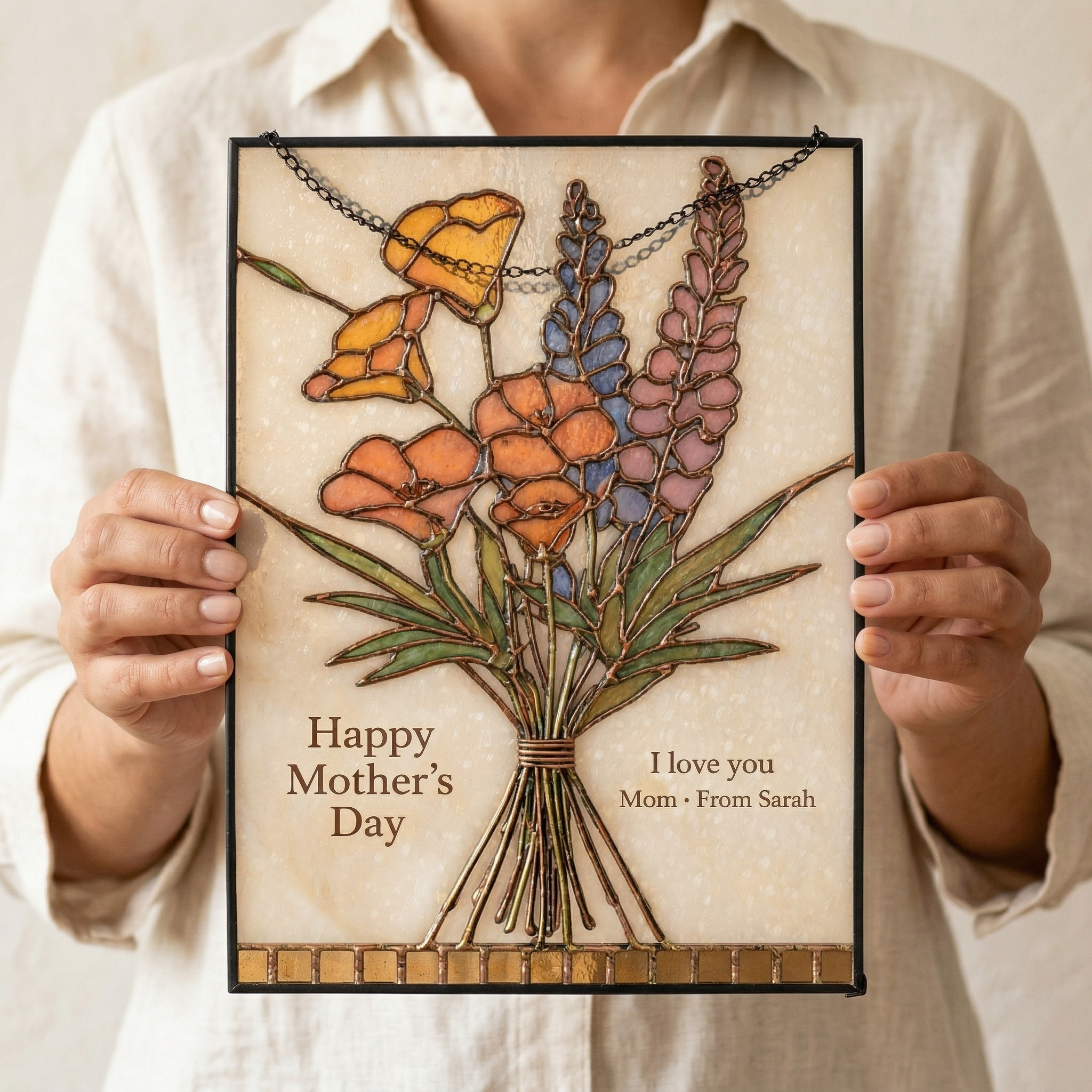Custom Birth Flower Glass Suncatcher