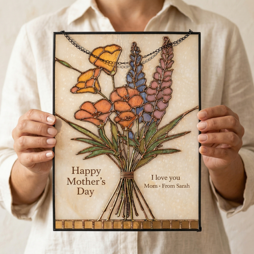 Custom Birth Flower Glass Suncatcher
