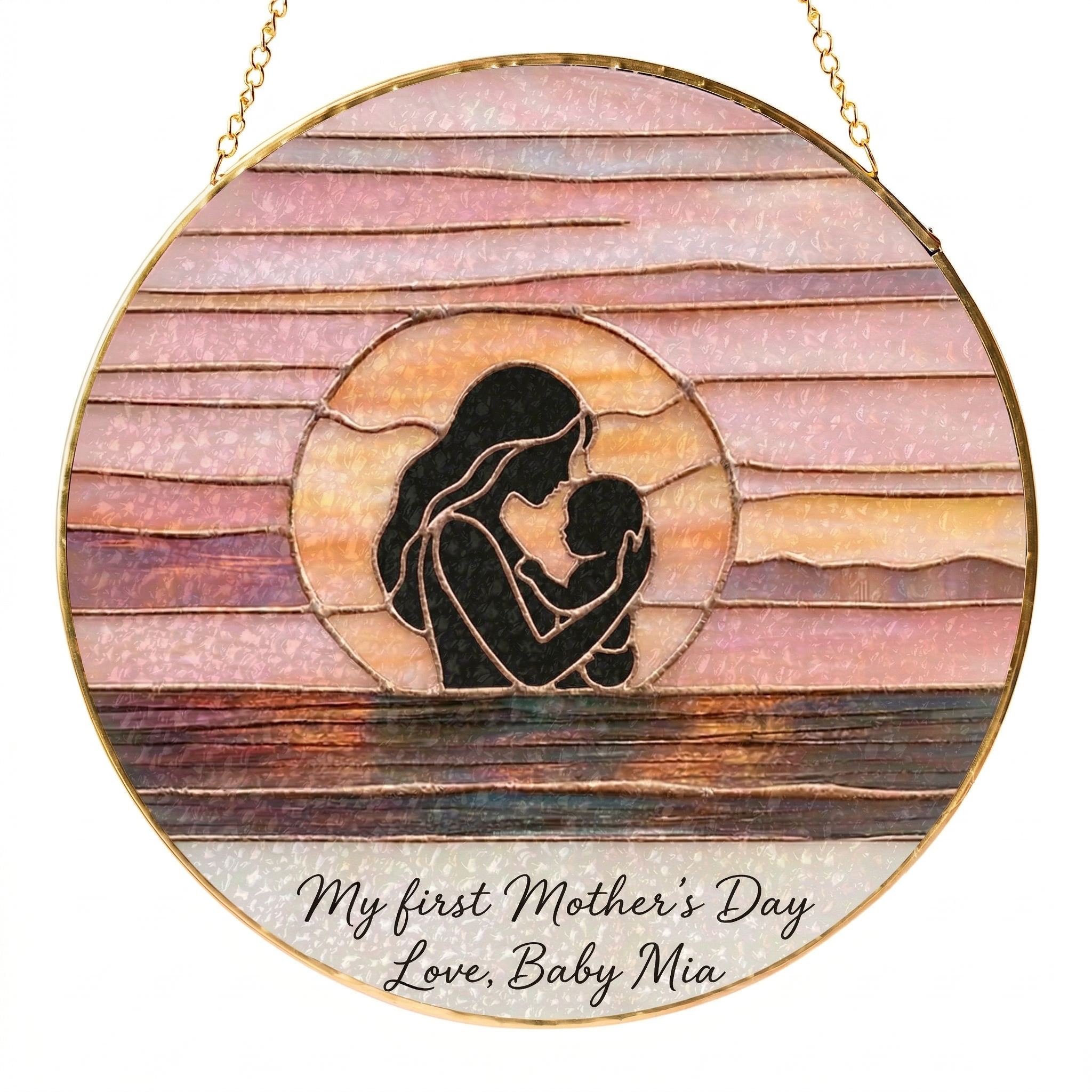 Personalized Mother’s Day Suncatcher Gift, Custom Name Mom Sun Catcher Window Hanging Ornament, Family Love Silhouette Art, Gift for Mom Grandma from Kids