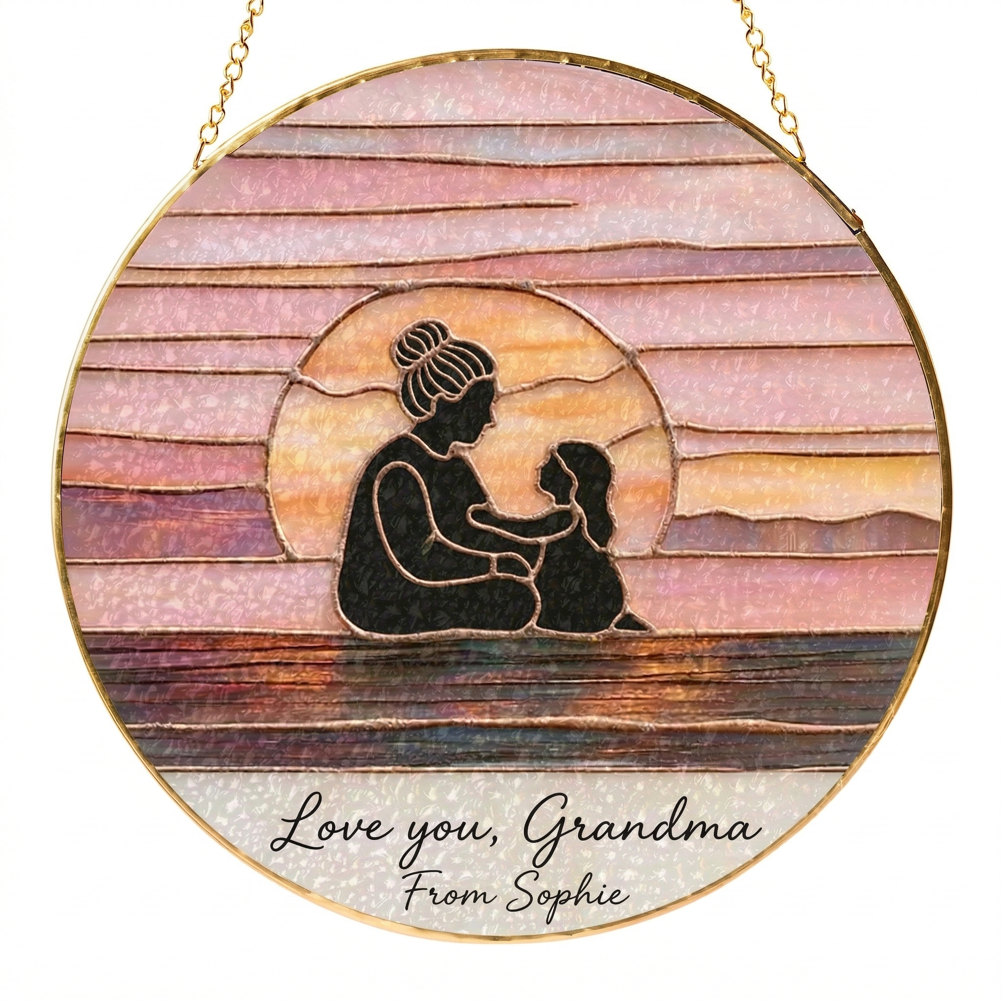 Personalized Mother’s Day Suncatcher Gift, Custom Name Mom Sun Catcher Window Hanging Ornament, Family Love Silhouette Art, Gift for Mom Grandma from Kids