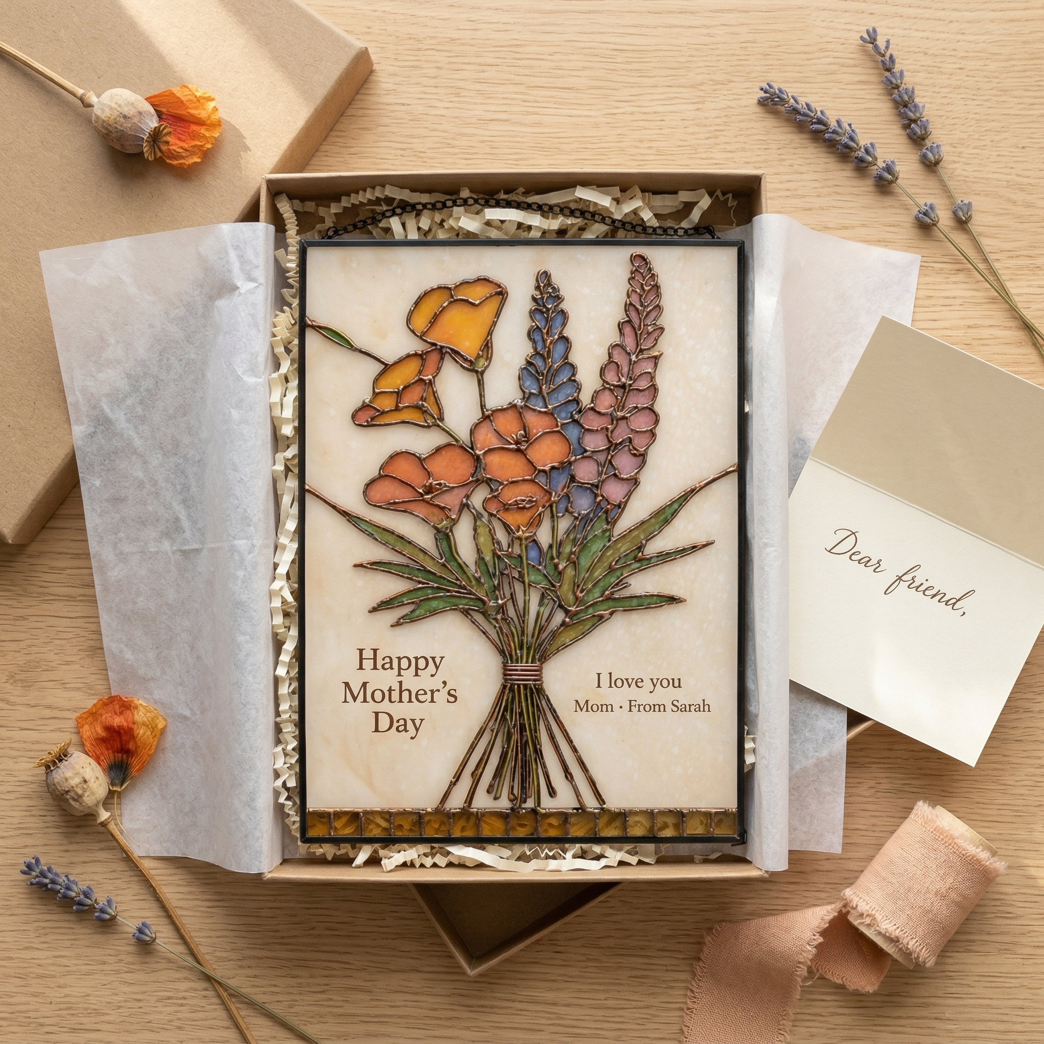 Custom Birth Flower Glass Suncatcher