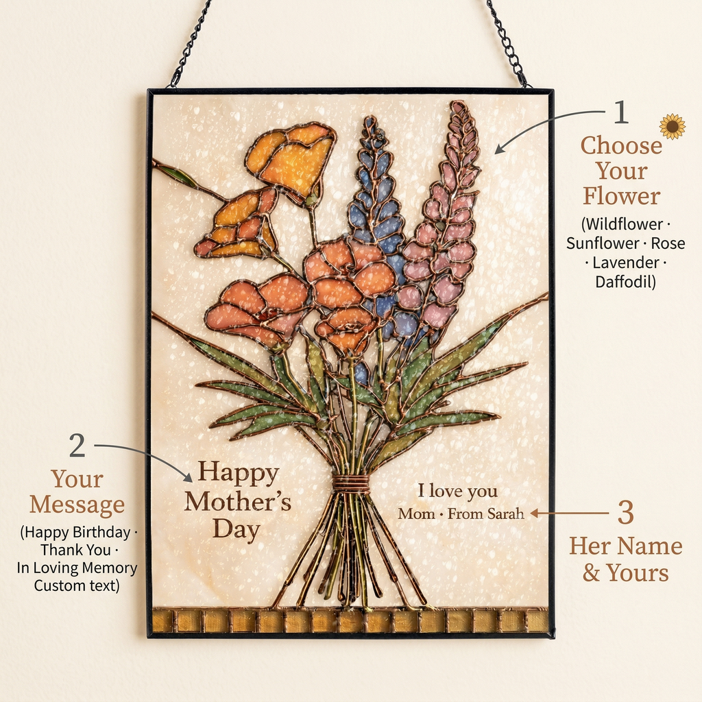 Custom Birth Flower Glass Suncatcher