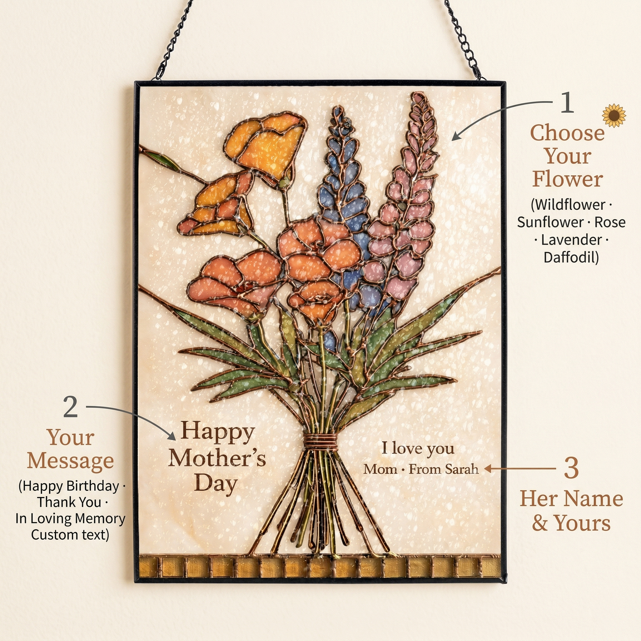 Custom Birth Flower Glass Suncatcher
