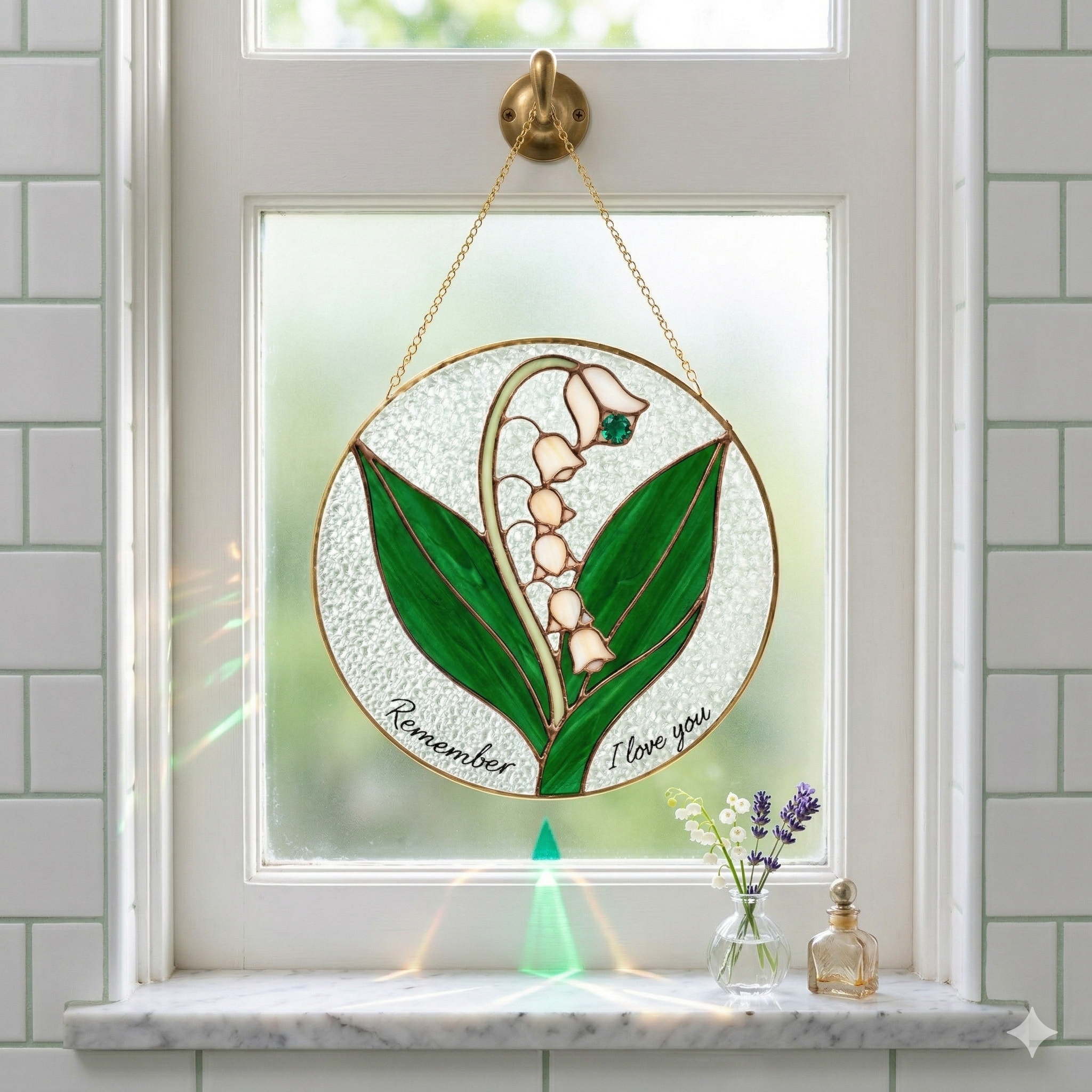Custom Flower Name Stained Glass Suncatcher