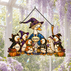 Personalized Grandma Goose & Grandkids Halloween Holographic Acrylic Suncatcher