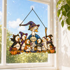 Personalized Grandma Goose & Grandkids Halloween Holographic Acrylic Suncatcher