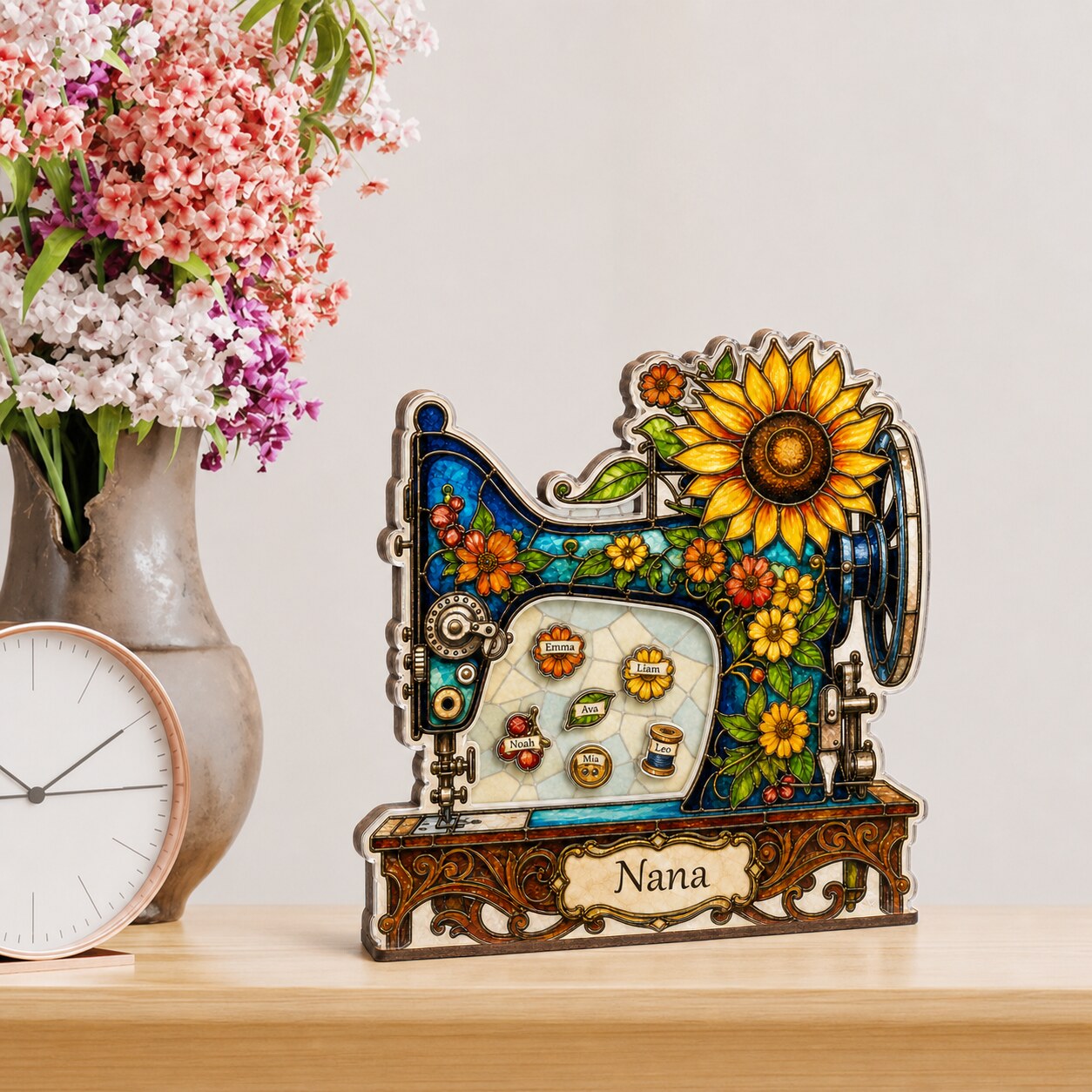 Personalized Sewing Machine Shaker Desk Name Sign