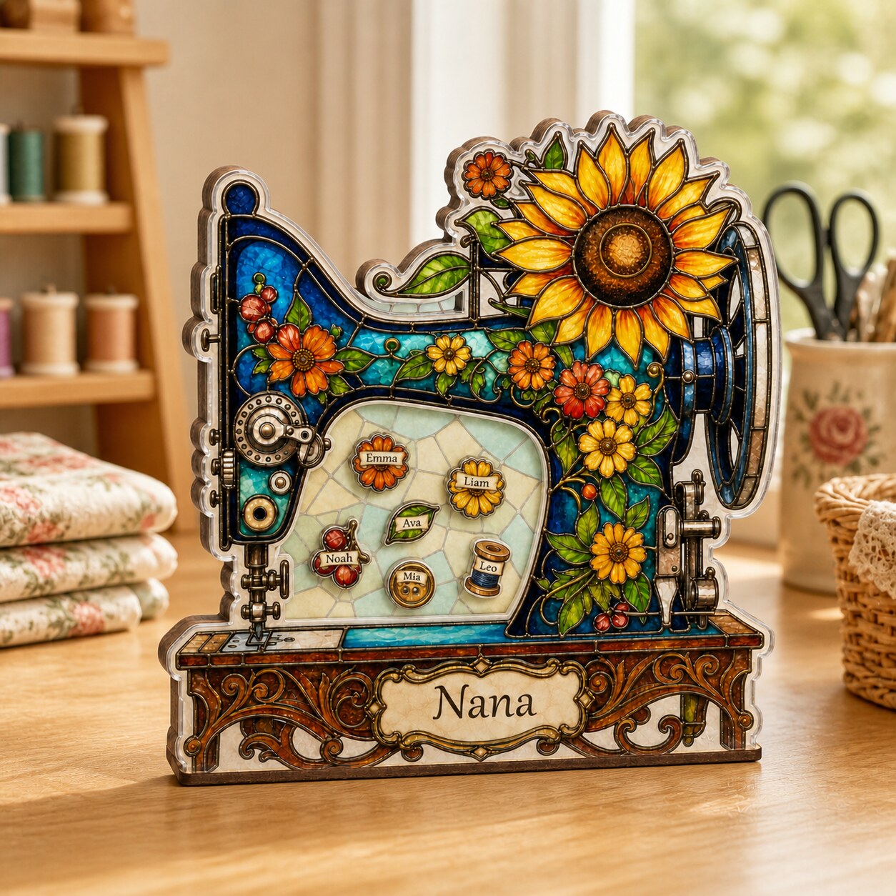 Personalized Sewing Machine Shaker Desk Name Sign