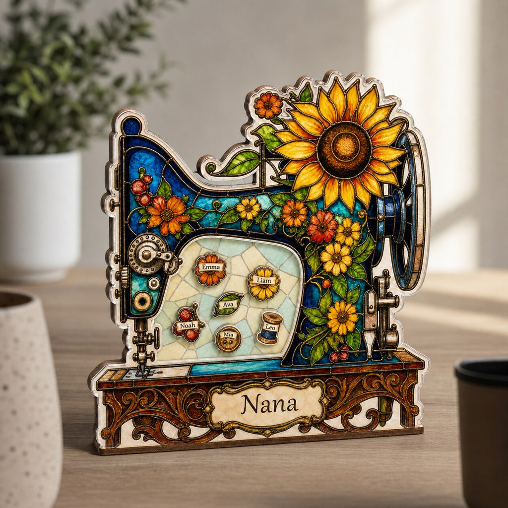 Personalized Sewing Machine Shaker Desk Name Sign