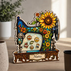Personalized Sewing Machine Shaker Desk Name Sign