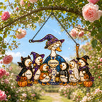 Personalized Grandma Goose & Grandkids Halloween Holographic Acrylic Suncatcher