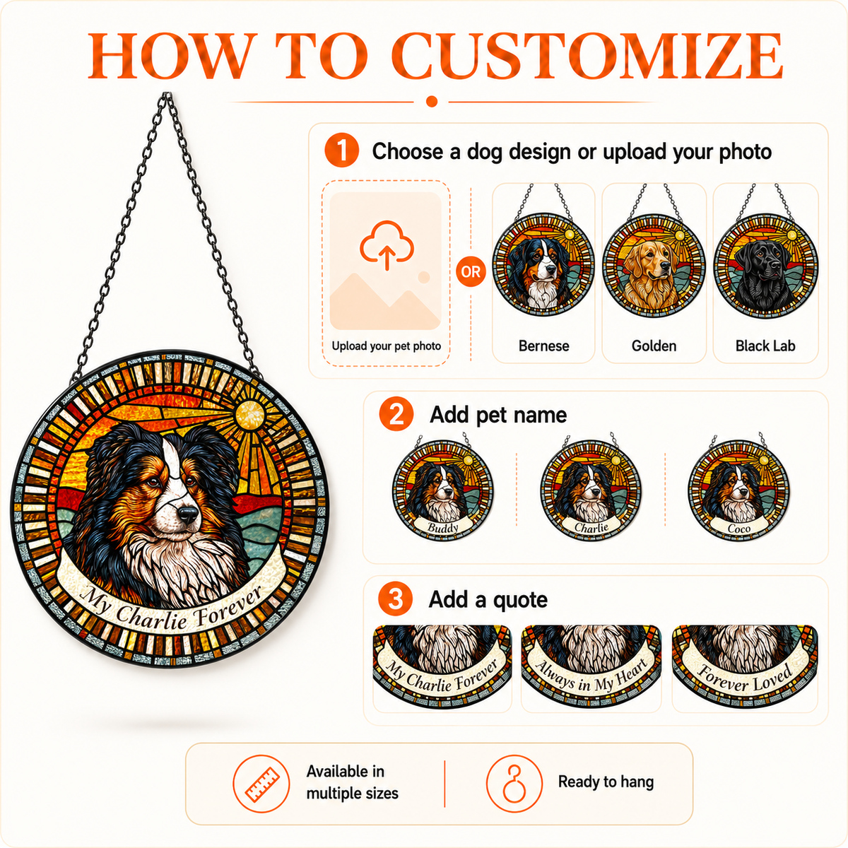 Personalized Dog Memorial Stained Glass Suncatcher